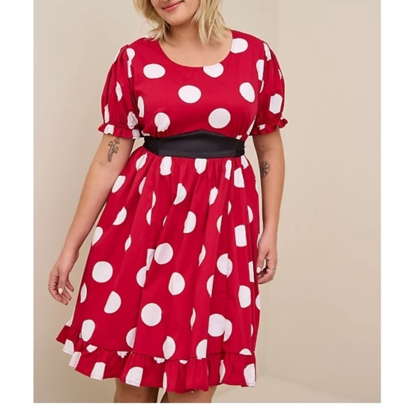TORRID NWT DISNEY MINNIE MOUSE MINI STRETCH POPLIN DRESS Halloween Costume - Picture 3 of 5